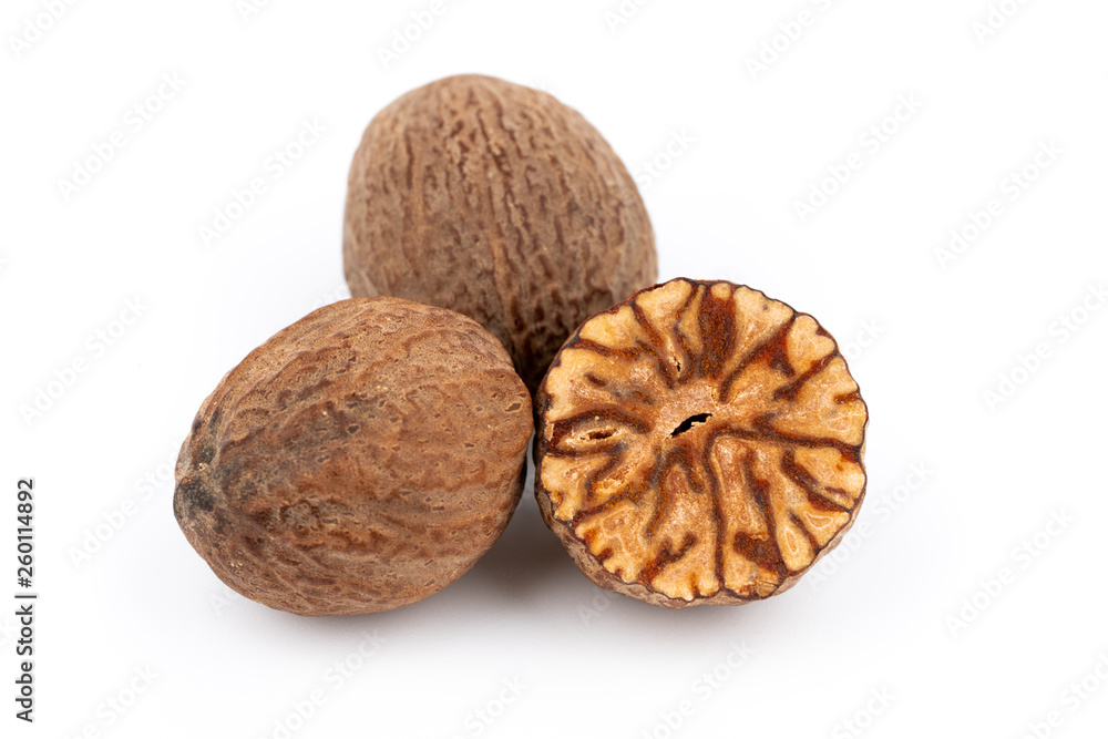 nutmeg on white background nutmeg on white background
