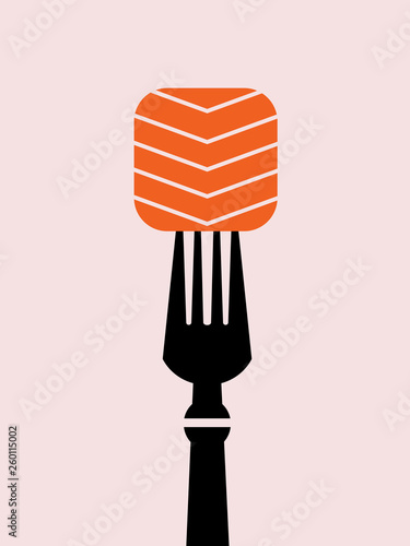 Fish meat on fork
