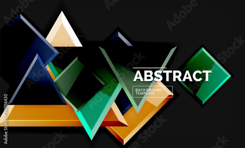 Free Download Glossy mosaic style geometric shapes - squares and triangles on black - GFXLoad