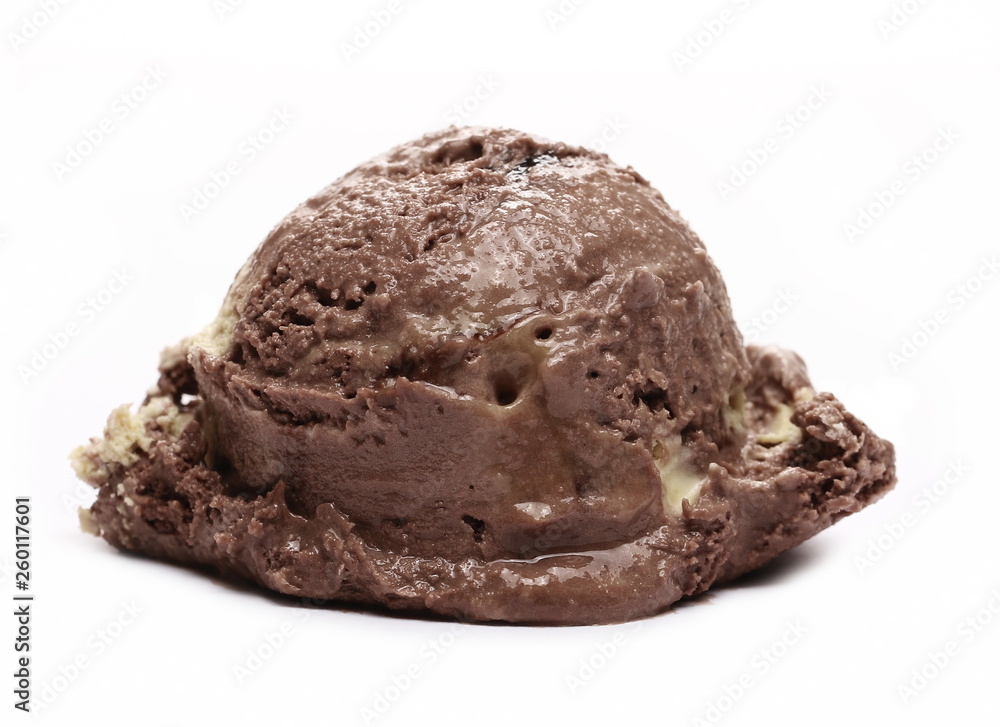 Chocolate ice cream ball isolated on white Chocolate ice cream ball isolated on white
