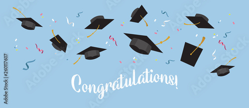 Graduating black caps up in the air-vector