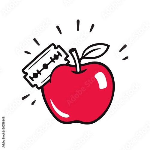 Apple with razor blade