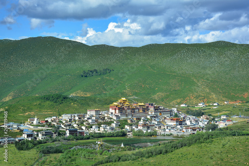 View of Ganden Songzanlin Buddhist Monastery from the top of the hill. Shangri-La  China