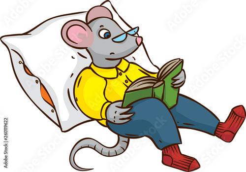 Serious Mouse in Socks with Glasses and Book