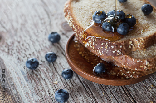 blueberry toast with syrap photo