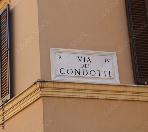 street name of Via dei Condotti in Rome Italy