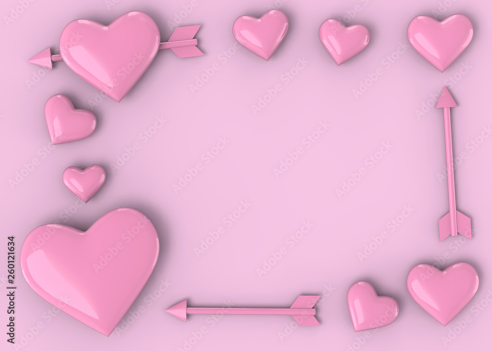 Heart and Arrow Background -3D