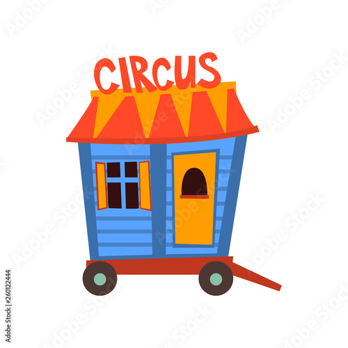 Circus Trailer, Wagon Wheel Cartoon Vector Illustration