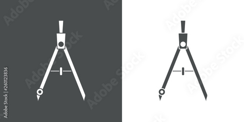 Icono plano compás en gris y blanco