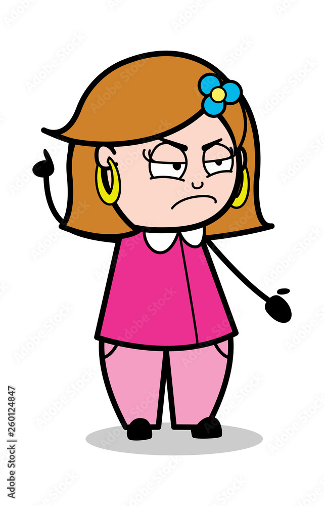 Talking in Angry Mood - Retro Cartoon Female Housewife Mom Vector Illustration Talking in Angry Mood - Retro Cartoon Female Housewife Mom Vector Illustration