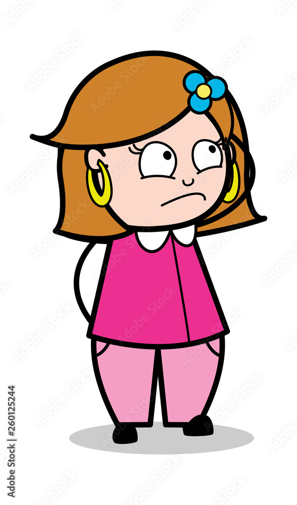 Innocent - Retro Cartoon Female Housewife Mom Vector Illustration Innocent - Retro Cartoon Female Housewife Mom Vector Illustration