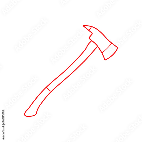 Icono plano lineal hacha bombero en color rojo