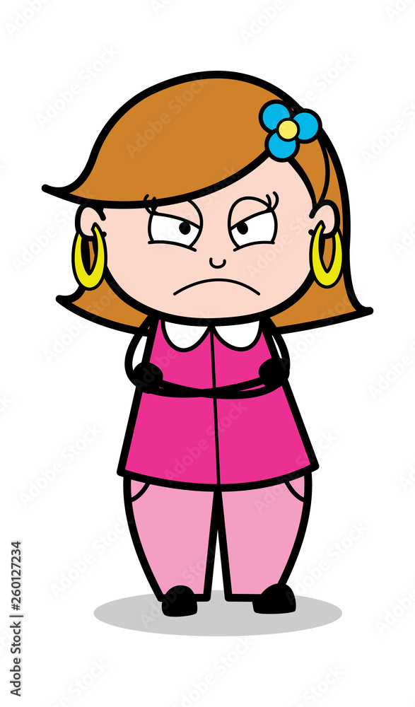 Recent Face - Retro Cartoon Female Housewife Mom Vector Illustration Recent Face - Retro Cartoon Female Housewife Mom Vector Illustration