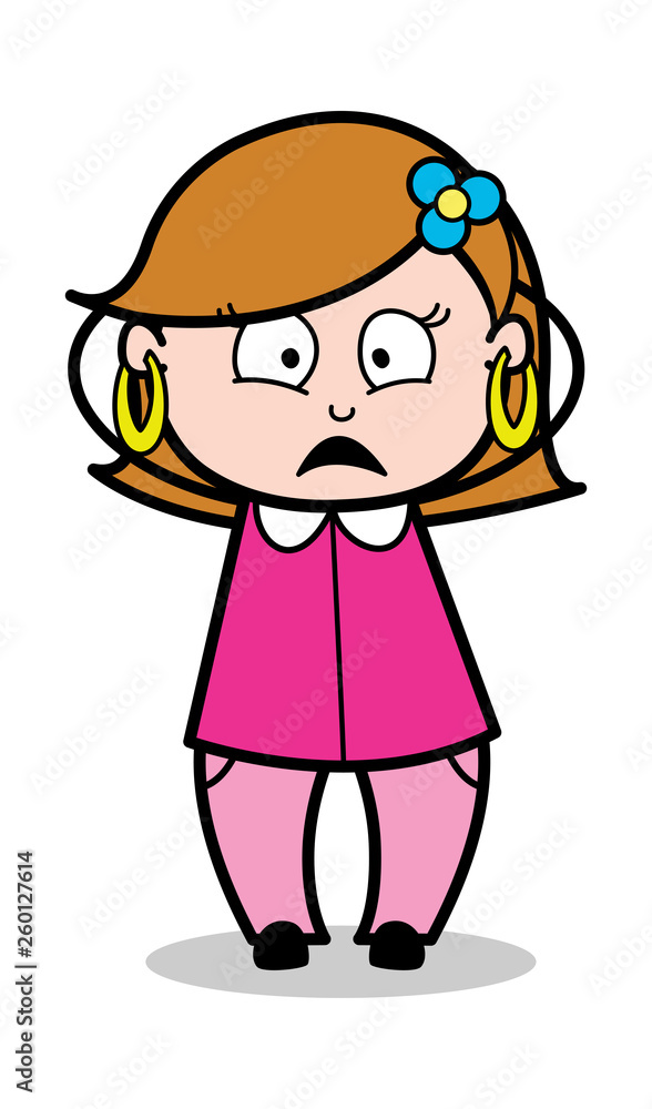Tremble - Retro Cartoon Female Housewife Mom Vector Illustration Tremble - Retro Cartoon Female Housewife Mom Vector Illustration