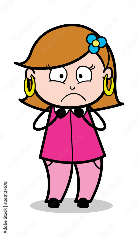 Anxiety - Retro Cartoon Female Housewife Mom Vector Illustration