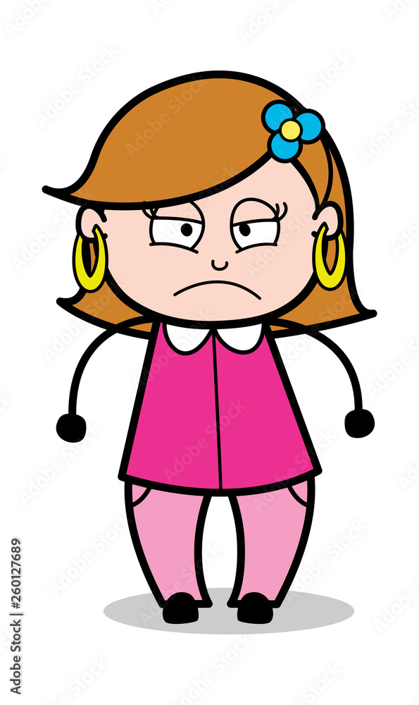 Getting Angry - Retro Cartoon Female Housewife Mom Vector Illustration Getting Angry - Retro Cartoon Female Housewife Mom Vector Illustration
