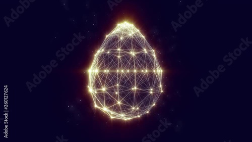 polygonal, plexus easter egg, with shining dotsб rotates around its axis and changes color