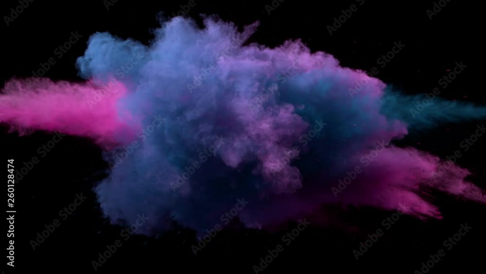 Super slowmotion shot of color powder explosion isolated on black background. Super slowmotion shot of color powder explosion isolated on black background.