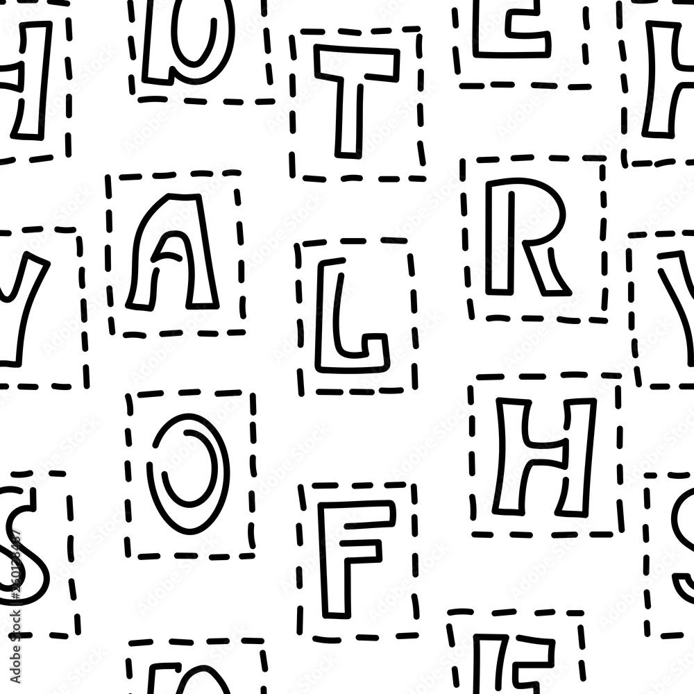 Hand drawn letters seamless pattern. Vector Hand drawn letters seamless pattern. Vector