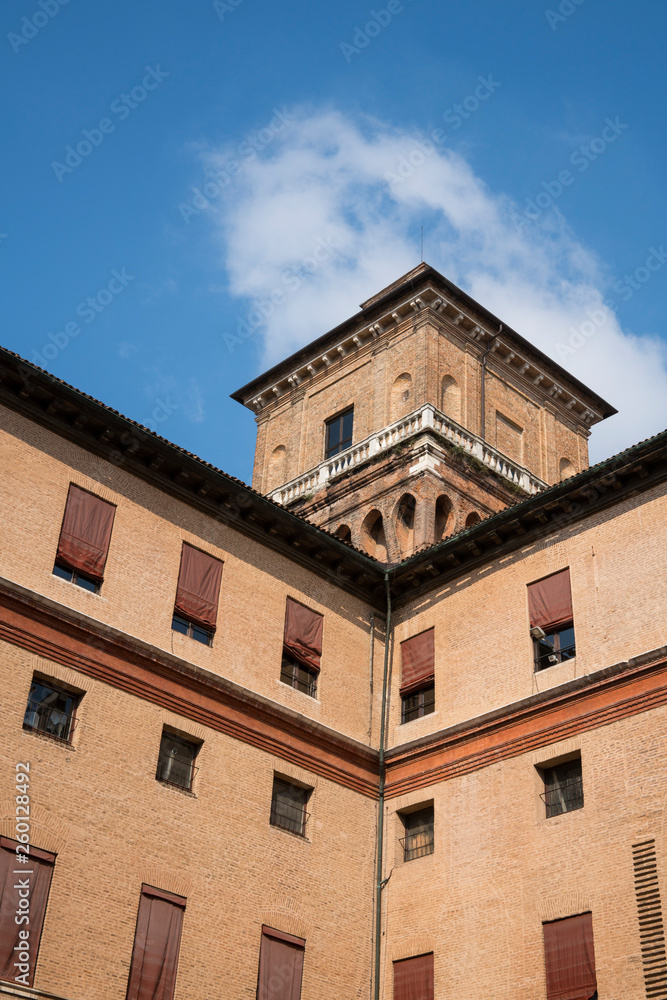 tower of Castello Estense, St Mchael's Castle, Ferrara, Italy