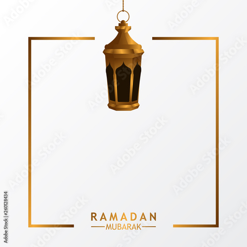 hanged golden realistic luxury lantern lamp with white background for islamic event