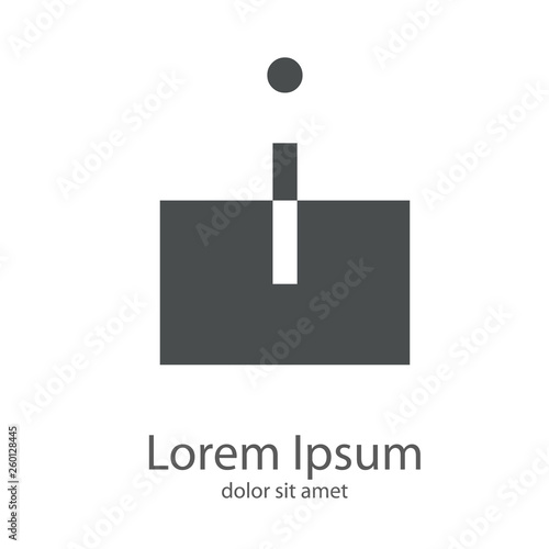 Logotipo letra i minúscula en cuadrado en espacio negativo en color gris