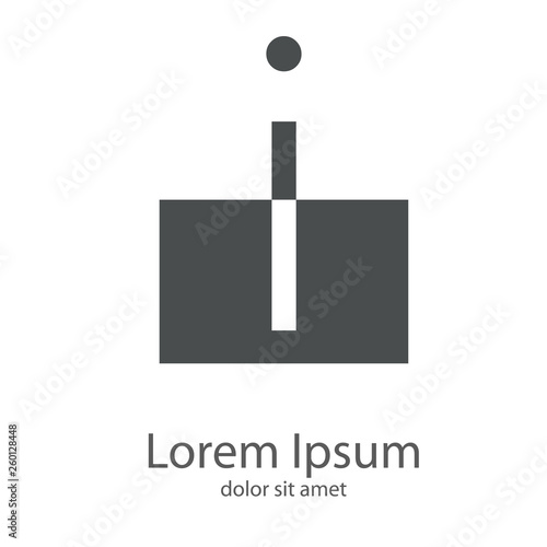 Logotipo letra j minúscula en cuadrado en espacio negativo en color gris