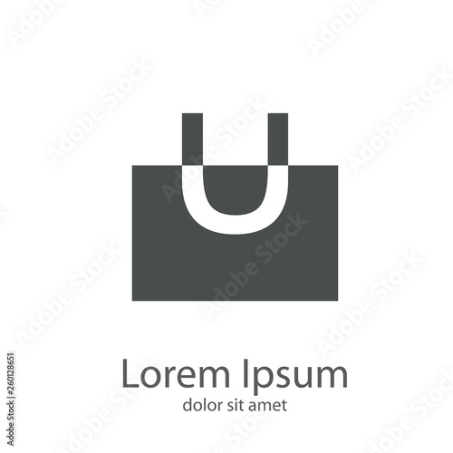 Logotipo letra u minúscula en cuadrado en espacio negativo en color gris