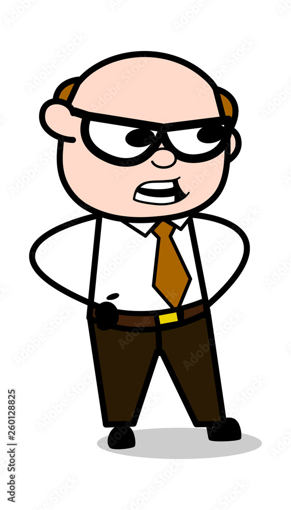 Scolding in Anger - Retro Cartoon Office old Boss Man Vector Illustration Scolding in Anger - Retro Cartoon Office old Boss Man Vector Illustration