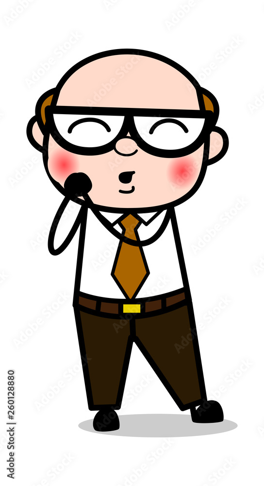 Cheerful - Retro Cartoon Office old Boss Man Vector Illustration Cheerful - Retro Cartoon Office old Boss Man Vector Illustration