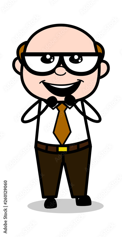 Hopeful - Retro Cartoon Office old Boss Man Vector Illustration Hopeful - Retro Cartoon Office old Boss Man Vector Illustration