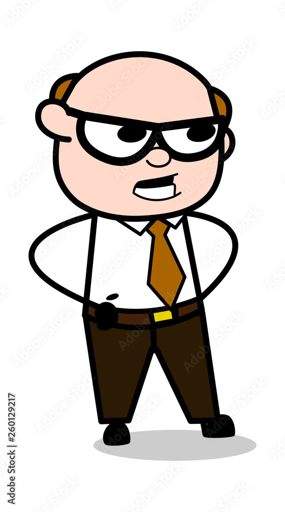 Talking with Anger - Retro Cartoon Office old Boss Man Vector Illustration Talking with Anger - Retro Cartoon Office old Boss Man Vector Illustration