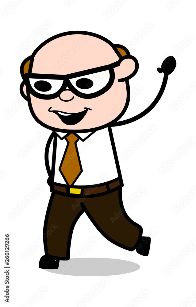 Goodbye Gesture - Retro Cartoon Office old Boss Man Vector Illustration Goodbye Gesture - Retro Cartoon Office old Boss Man Vector Illustration