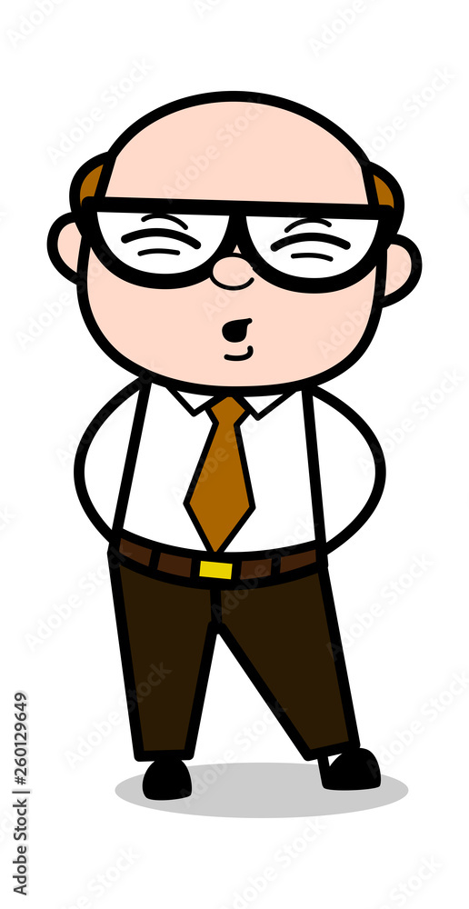 Pain in Back - Retro Cartoon Office old Boss Man Vector Illustration Pain in Back - Retro Cartoon Office old Boss Man Vector Illustration
