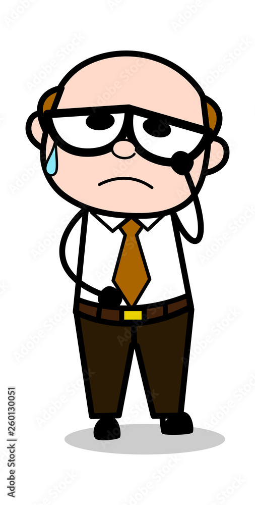 Regretful - Retro Cartoon Office old Boss Man Vector Illustration Regretful - Retro Cartoon Office old Boss Man Vector Illustration