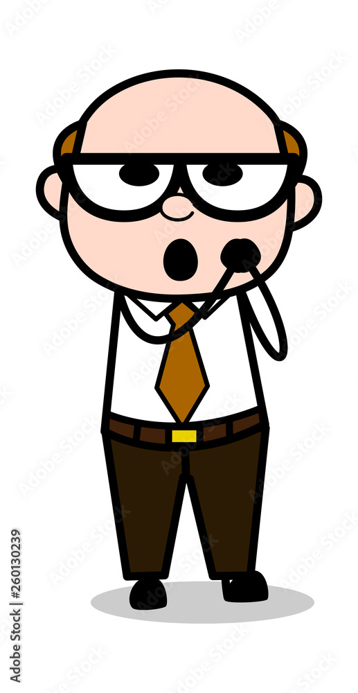 Lovely - Retro Cartoon Office old Boss Man Vector Illustration