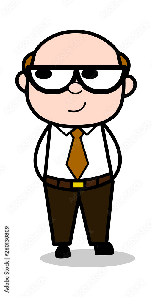 Watching and Smiling - Retro Cartoon Office old Boss Man Vector Illustration Watching and Smiling - Retro Cartoon Office old Boss Man Vector Illustration