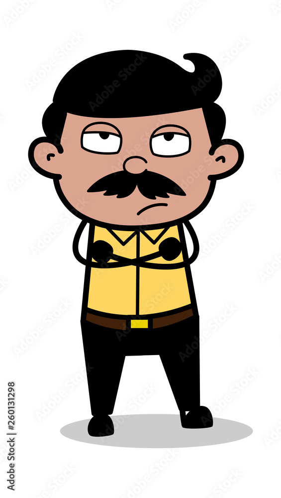 Standing with Calm - Indian Cartoon Man Father Vector Illustration