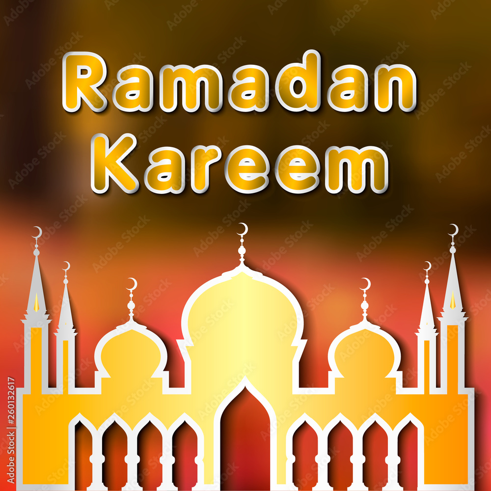 Ramadan Kareem with blurred background and mosque. Vector Illustration Ramadan Kareem with blurred background and mosque. Vector Illustration