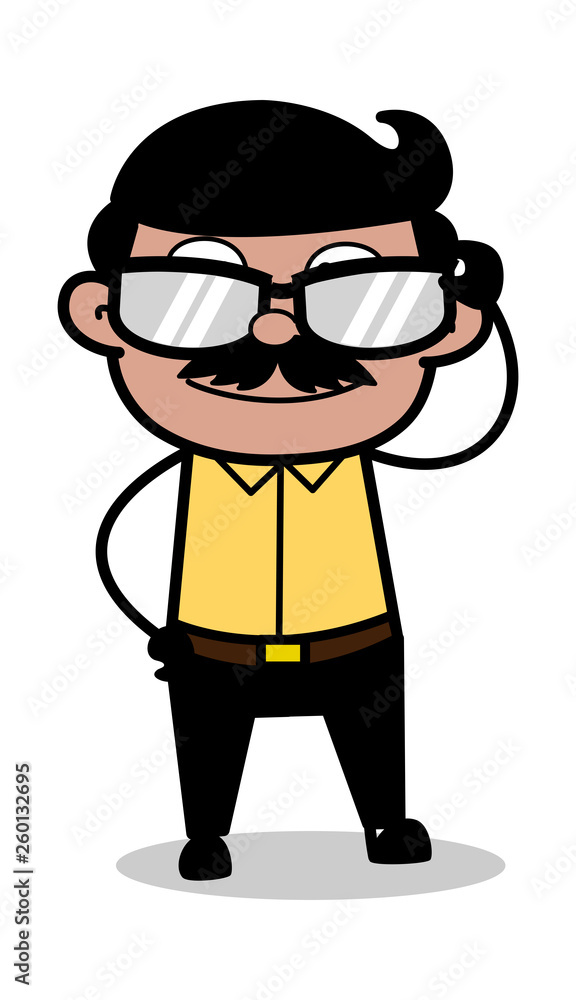Wearing a Glass - Indian Cartoon Man Father Vector Illustration