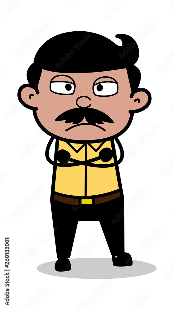 Standing in Upset Mood - Indian Cartoon Man Father Vector Illustration Standing in Upset Mood - Indian Cartoon Man Father Vector Illustration