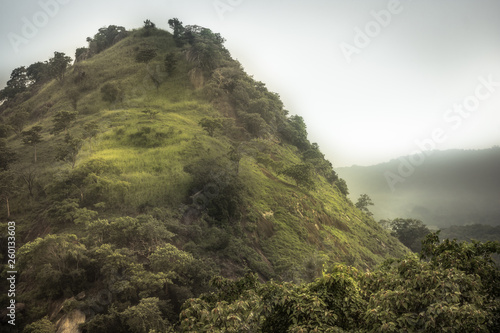 Mountain tropical forest scenery landscape with dramatic sky in Asia Sri Lanka Dambulla surroundings