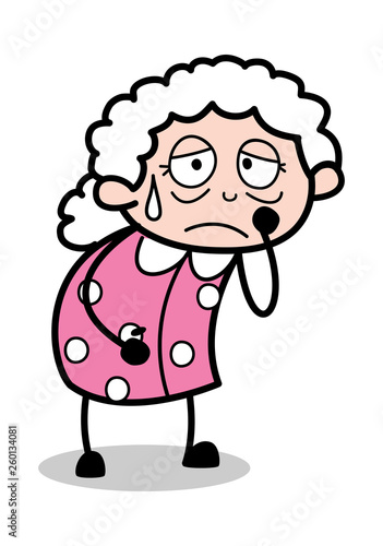 Unhappy - Old Cartoon Granny Vector Illustration © TheToonCompany