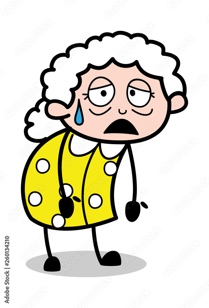 Unconscious - Old Cartoon Granny Vector Illustration Unconscious - Old Cartoon Granny Vector Illustration
