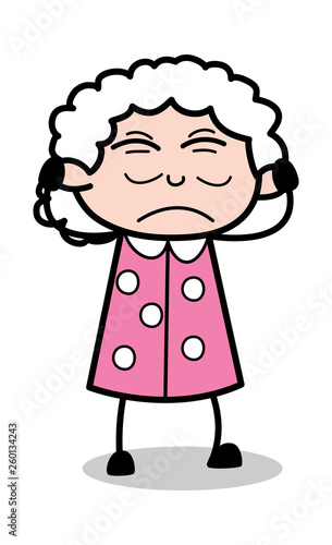 Annoying - Old Cartoon Granny Vector Illustration
