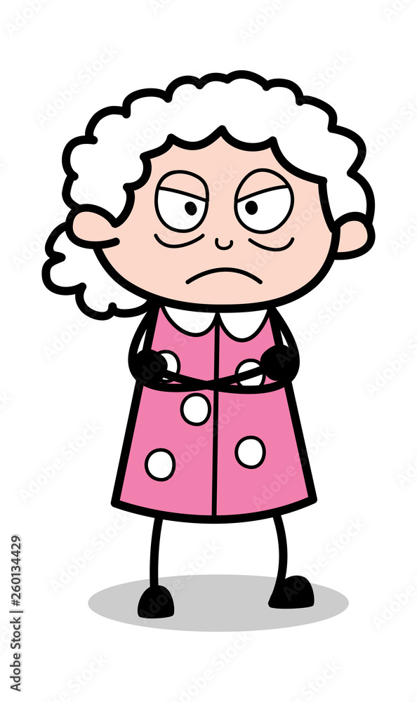 Disagree - Old Cartoon Granny Vector Illustration Disagree - Old Cartoon Granny Vector Illustration