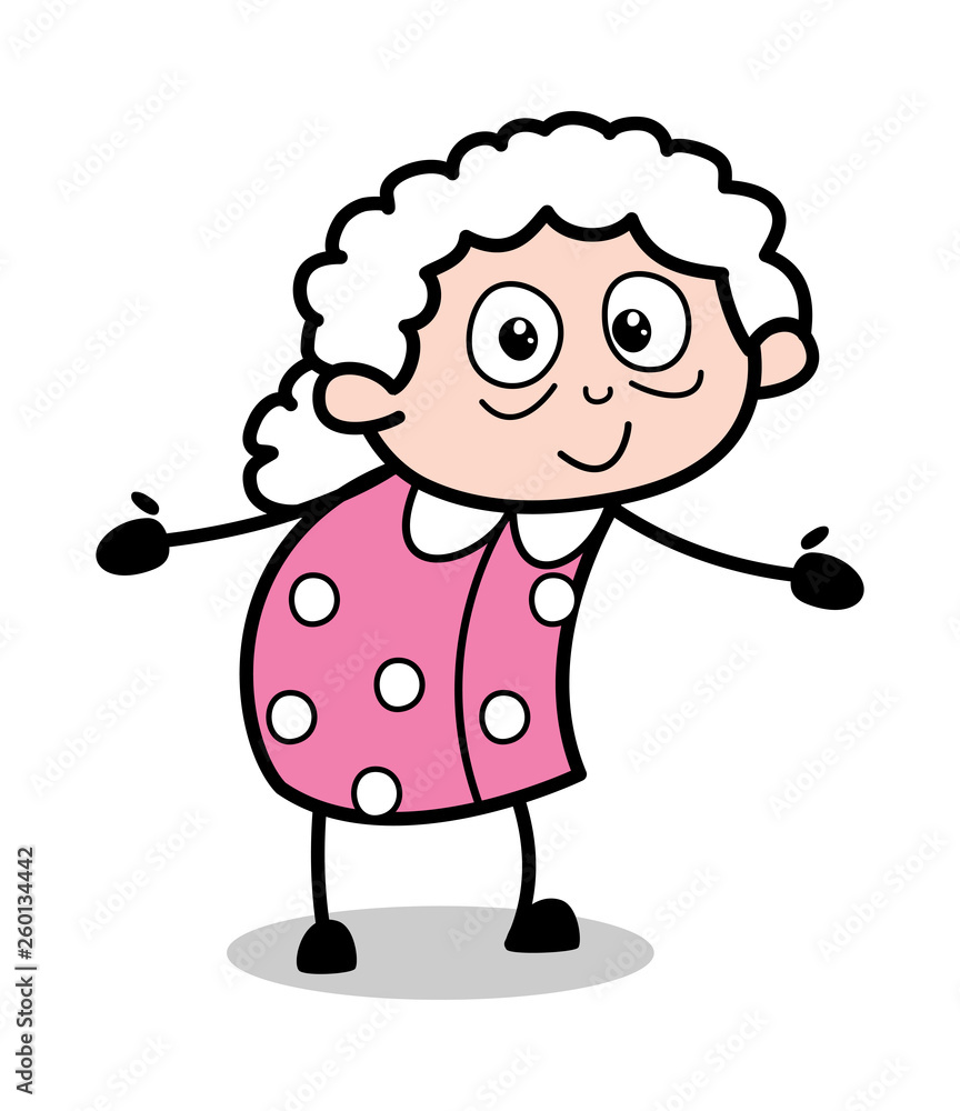 Hug Gesture - Old Cartoon Granny Vector Illustration Hug Gesture - Old Cartoon Granny Vector Illustration