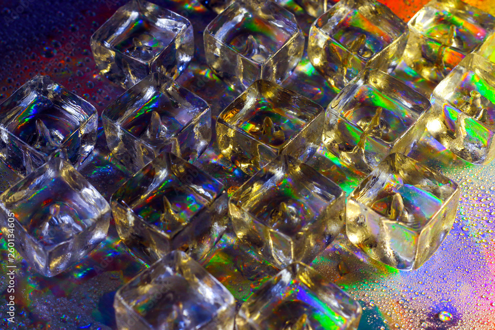 Ice cubes rainbow multicolor background. Part of set. Ice cubes rainbow multicolor background. Part of set.