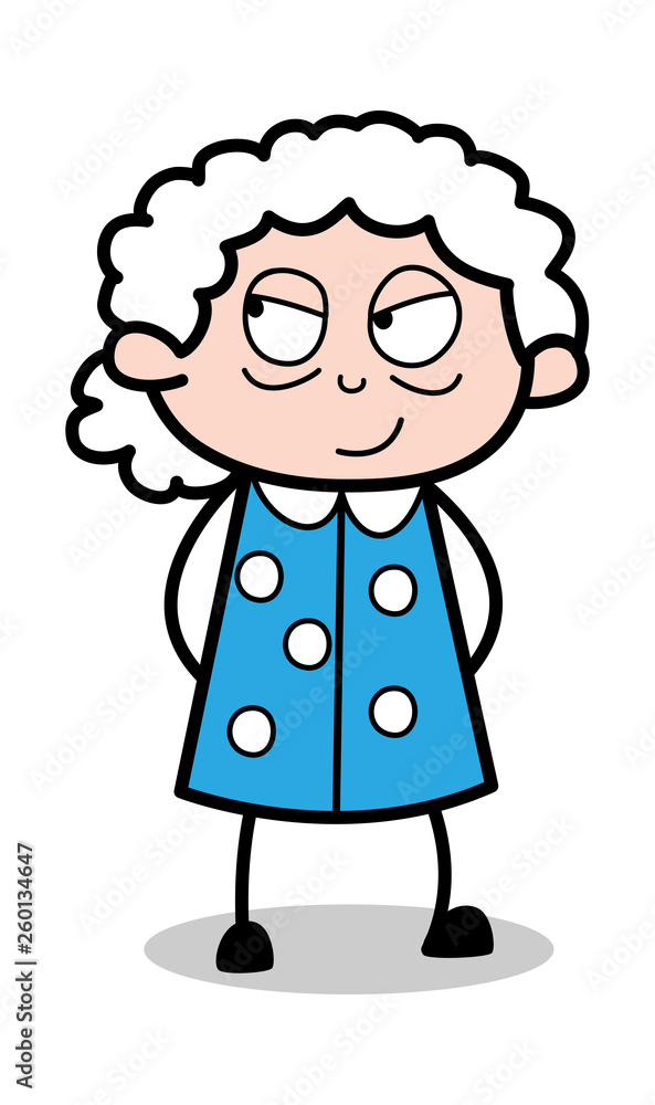 Clever - Old Cartoon Granny Vector Illustration Clever - Old Cartoon Granny Vector Illustration