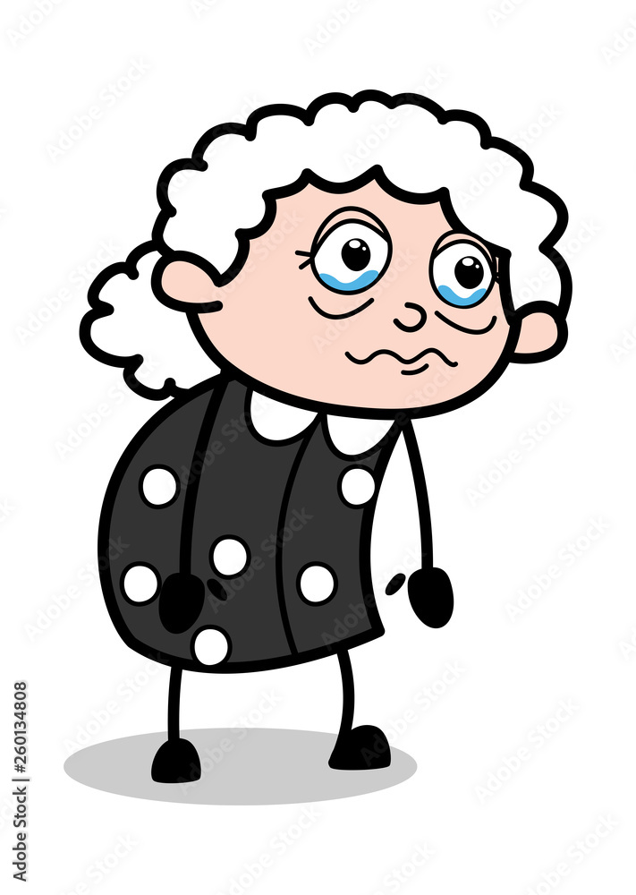 Obraz premium Mourner - Old Cartoon Granny Vector Illustration